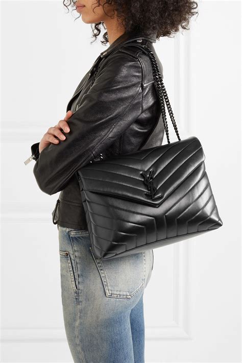 yves saint laurent black leather bag|ysl quilted shoulder bag.